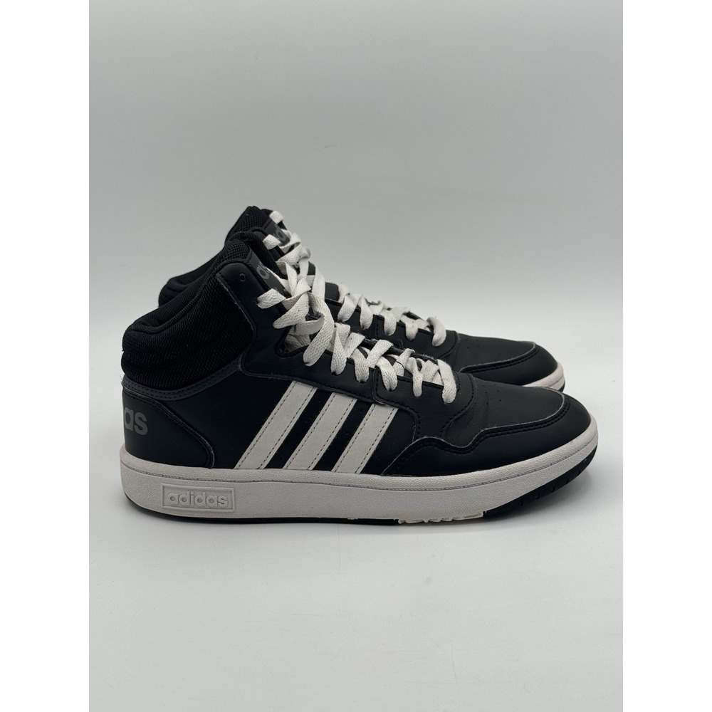 Adidas Kids Hoops Mid 3.0 GW0402 Black White Leather Basketball Shoes Size 5